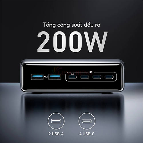 Bộ sạc nhanh Anker GaNPrime Supercharged Multi-Port Desktop Charging Station 200W 2USB 4Type-C A2683 - Hàng chính hãng