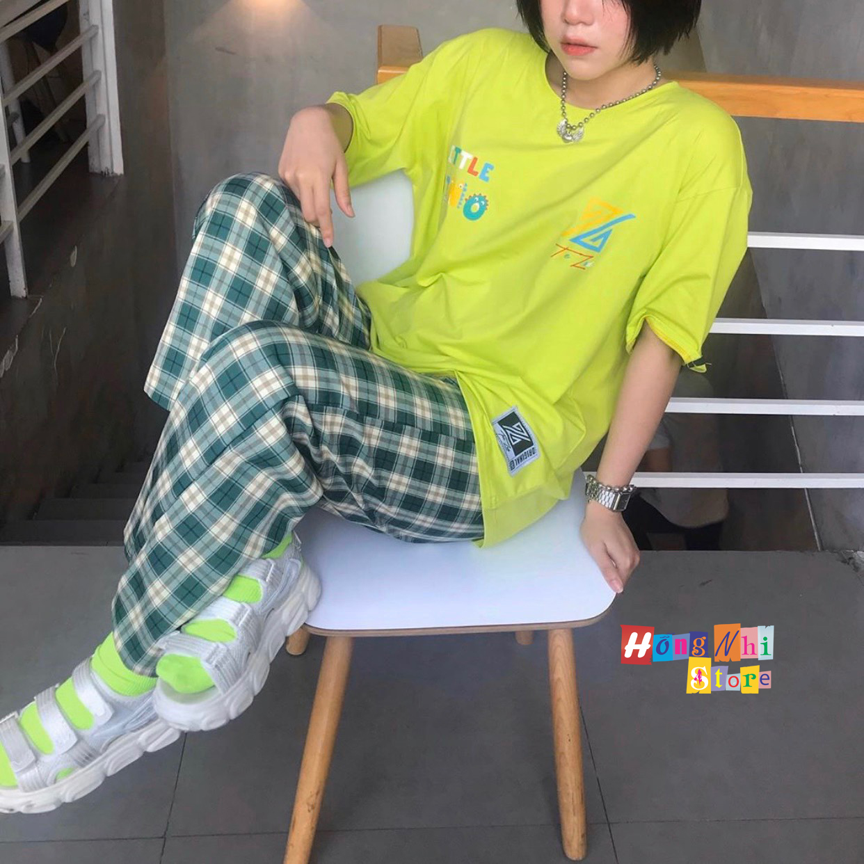 Quần Caro Dài Ống Rộng Lưng Cao Siêu Hot - MM - Quần Caro Lưng Thun
