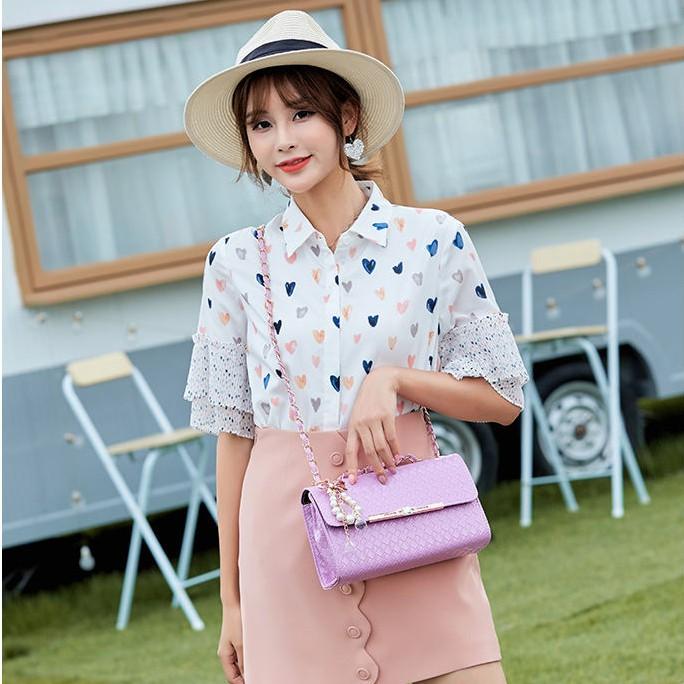 Túi Đeo Chéo Caro Size Lớn T20 Màu Hồng Sen