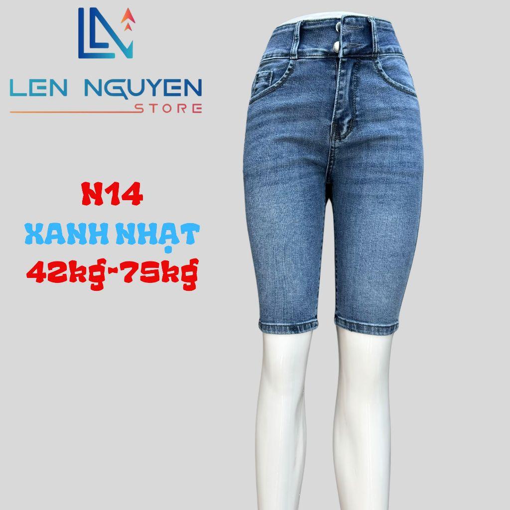 N14_Quần jean nữ, ngố 7 tất, lưng cao, quần bò nữ dáng ôm, quần rin nữ có big size, cho 42kg đến 75kg,LEN NGUYEN STORE - Xám Rách
