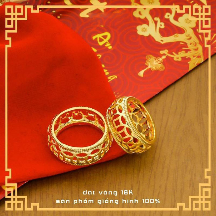 Nhẫn Nữ Kim Tiền Viền Tròn