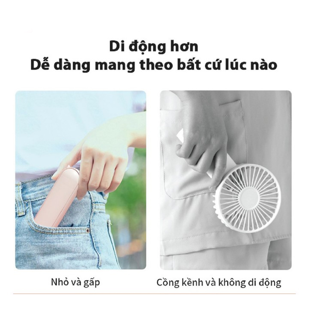 Quạt Cầm Tay Mini Đa Năng Kiêm Sạc Dự Phòng Tiện Dụng, Không Gây Ồn, Có Thể Gấp Gọn, Dung Lượng Pin 1500mAh, 2 Mức Làm Mát