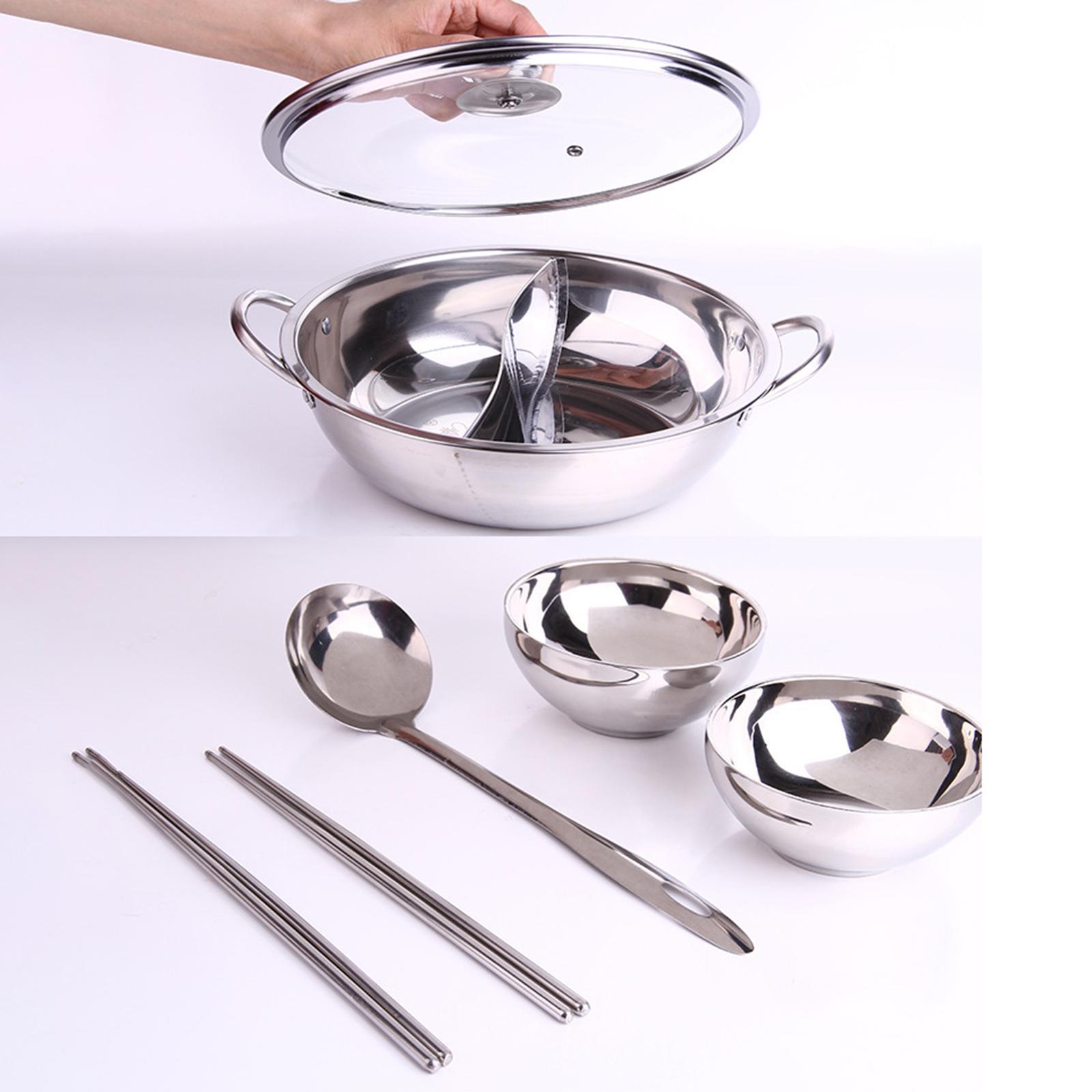 Hot Pot Pan Cooker Cooking Pot Two Flavor Soup Pot Cookware Professional Dual Sided Soup Stockpot for Restaurant Household