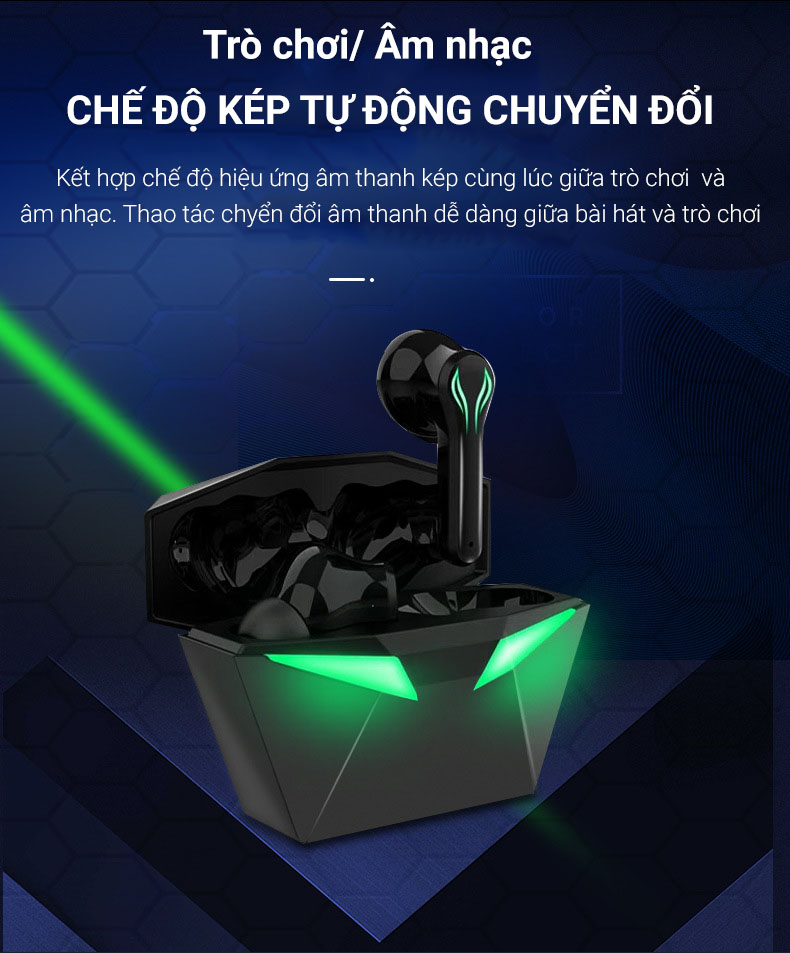 Tai Nghe Gaming Không Dây Bluetooth 5.0 FLOVEME - KW01, hỗ trợ đàm thoại độ trễ cực thấp khi chơi game, Bass mạnh mẽ