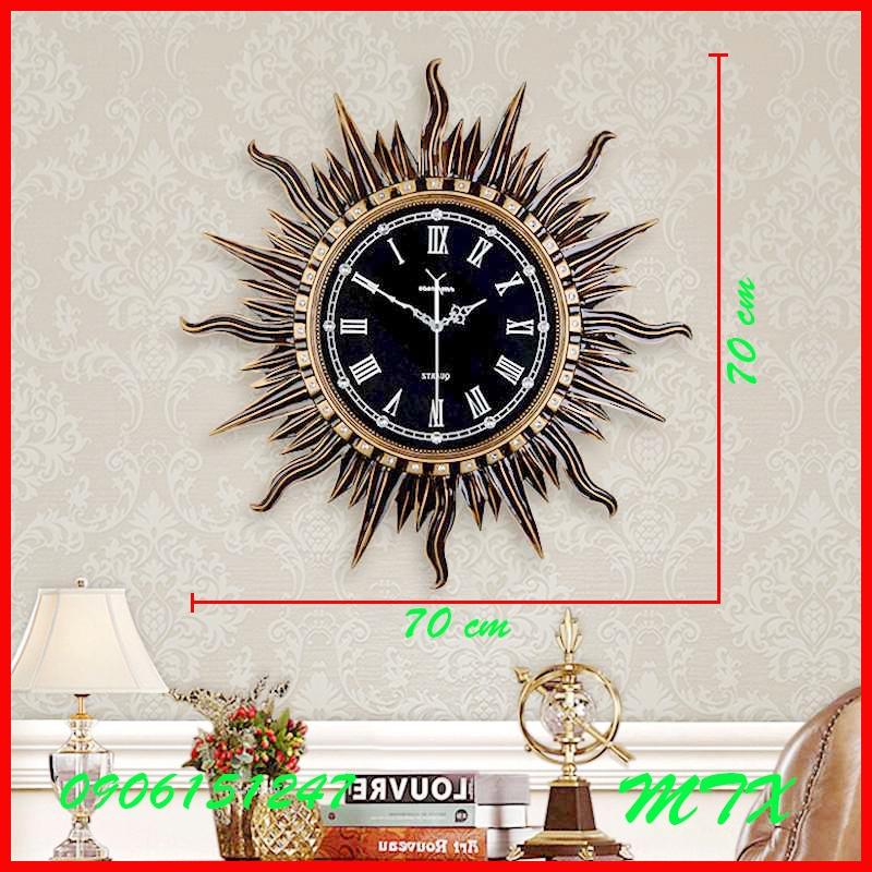 Đồng hồ treo tường trang trí cao cấp MTX Mặt Trời Đen kích thước 70 x 70 cm