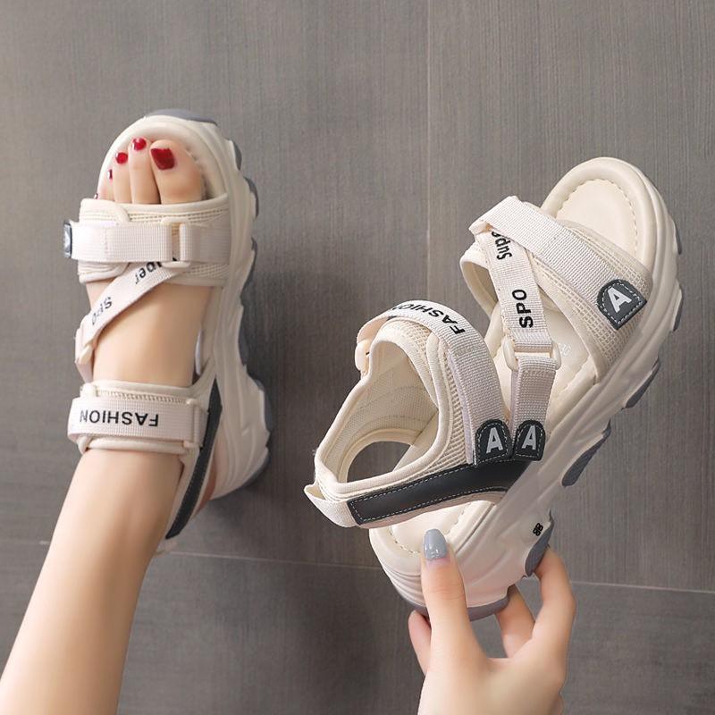 GIÀY SANDAL NỮ MWC - SANDAL HAI QUAI NGANG - GIÀY SANDAL ĐẾ CAO PHỐI CHỮ NĂNG ĐỘNG - NUSD- 2850