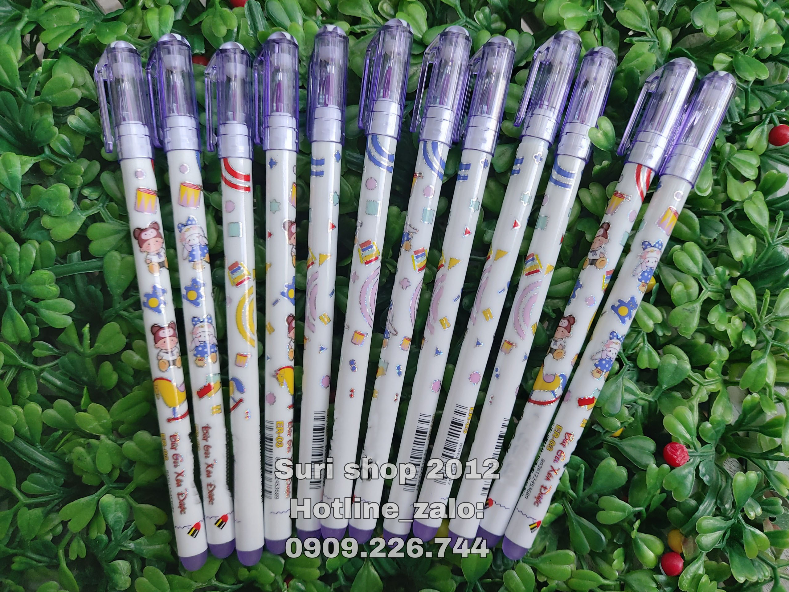 Hộp 12 cây bút gel mực tím, xanh xoá được ER 03 phù hợp cho học sinh tiểu học