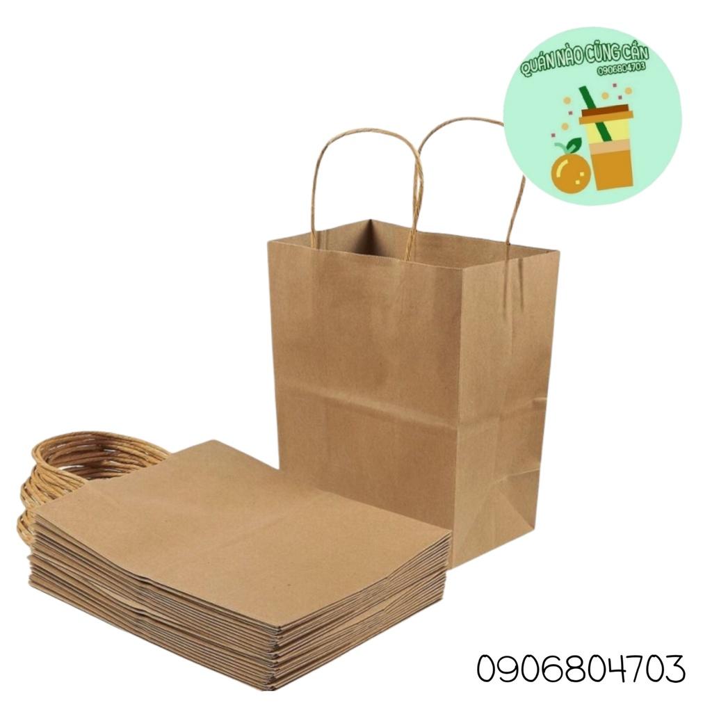 10 Túi giấy Kraft Nâu có quai nhiều size chắc chắn, bền bỉ, an toàn với môi trường