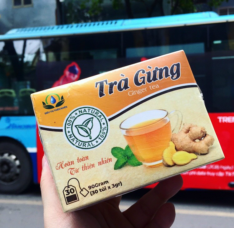 Trà Gừng hộp 30 Túi Lọc x 3gram Siêu Thị Thiên Nhiên, giải cảm, giảm ho, làm ấm cơ thể