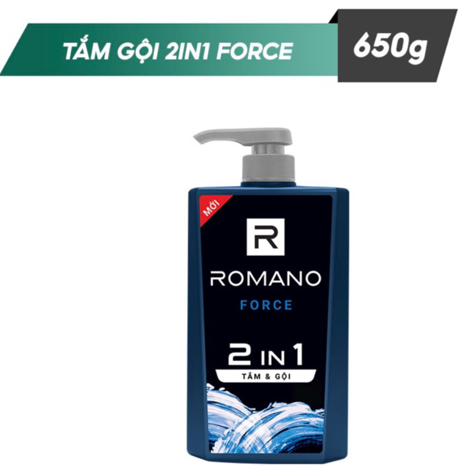 Combo Tắm gội 2 trong 1 Romano Classic 650gr và Tắm gội Force 650gr