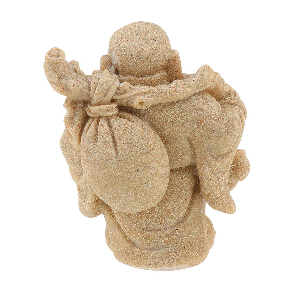 Generic Sandstone Maitreya Happy Smile Buddha Statue Sculpture Hand Carved Figurine