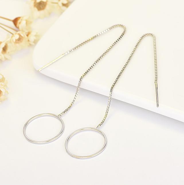 Bông tai sợi mảnh thả hình tròn