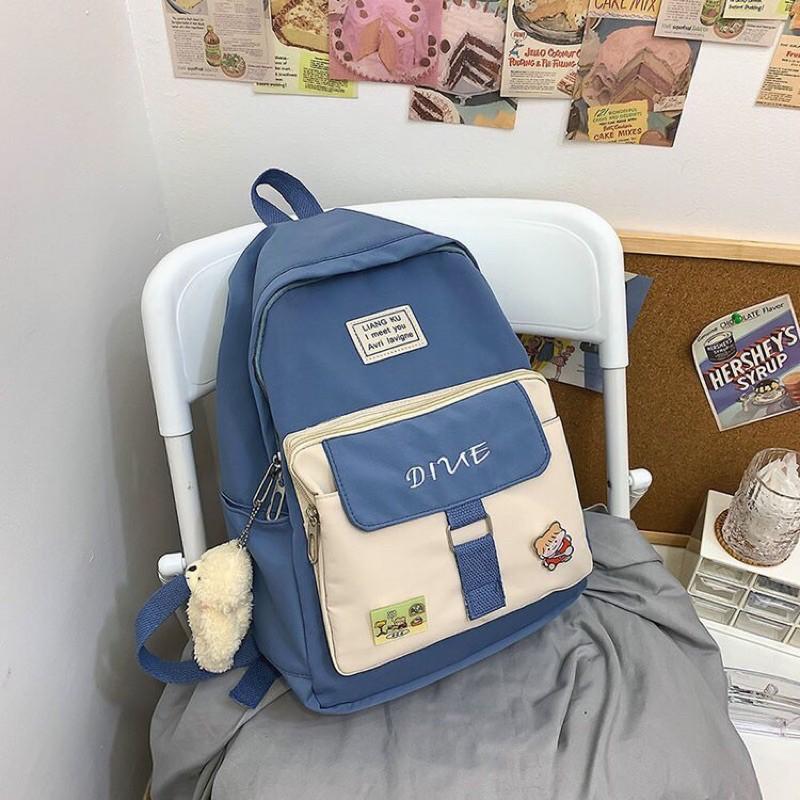 Balo ulzzang nữ đi học chống nước đựng laptop, sách vở Hàn Quốc