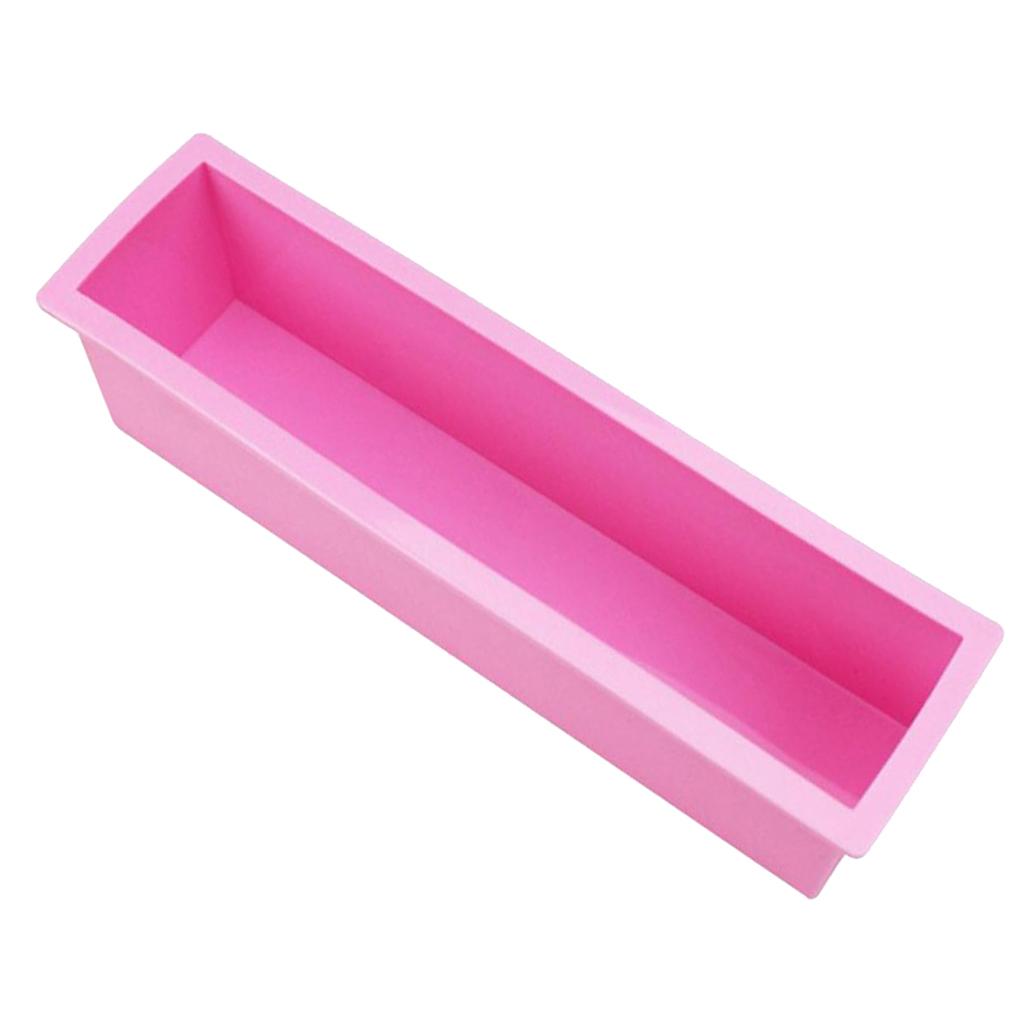 1200g Silicone Soap Loaf Mold Wooden Box DIY Making Tool BPA Free A Pink