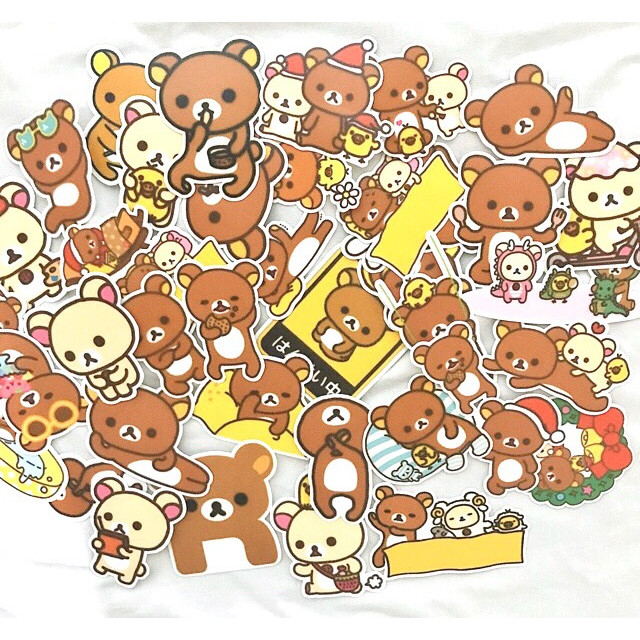 Set 60 sticker Rilakkuma hình dán có ép lụa - Giao mẫu ngẫu nhiên