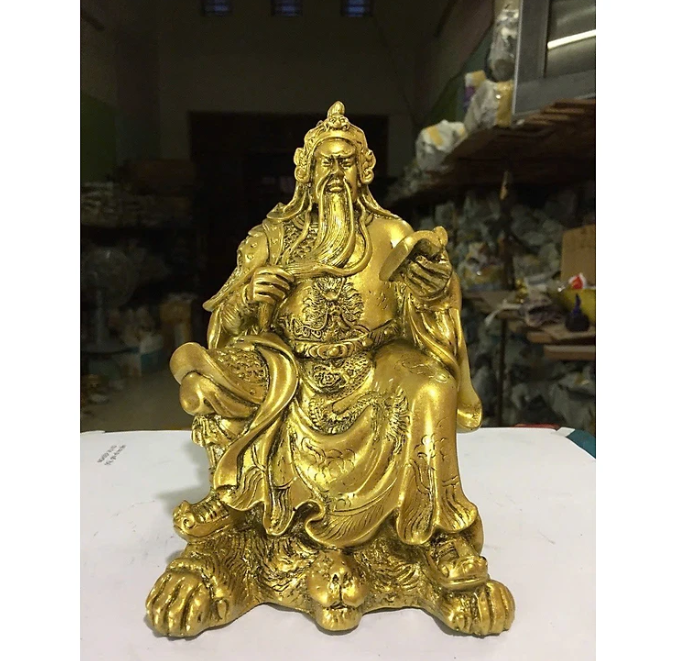 Tượng Quan công cầm sách size nhỏ CTQ1 13.5 x 12.4 x 18cm Tundo mạ vàng hoặc màu xanh lựa chọn