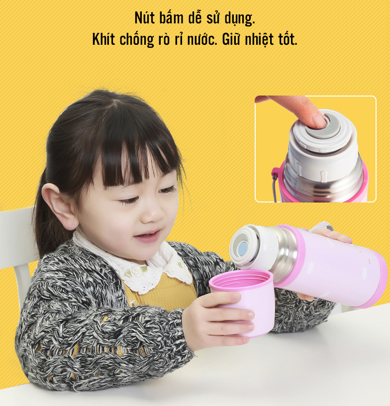 Bình nước giữ nhiệt trẻ em TAFUCO NHẬT BẢN an toàn cho bé T400
