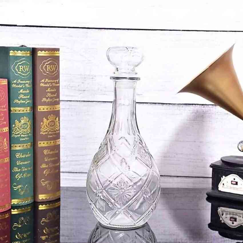 Vỏ Chai Đựng Rượu 1 Lít mẫu giọt nước hoa văn trái dứa – Chai Thủy Tinh Đựng Rượu 1000ML - Bình Đựng Rượu Thủy Tinh siêu trong