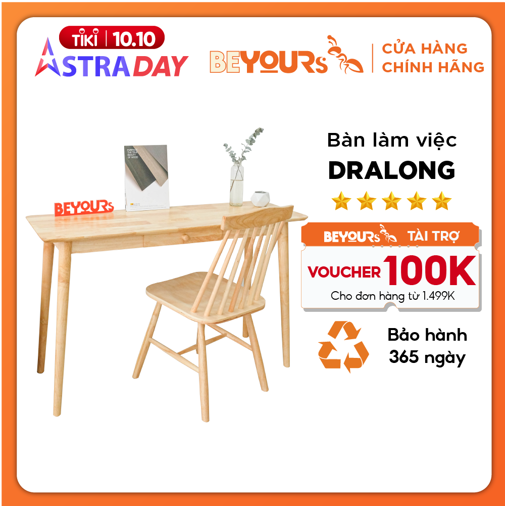 Bàn Làm Việc Dra Long Table Nội Thất Kiểu Hàn BEYOURs - Gỗ Tự Nhiên