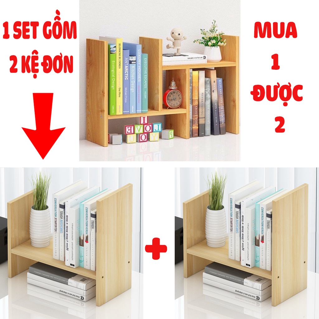 Kệ Sách Gỗ MDF Để Bàn Đa Năng Tuỳ Biền Sắp Xếp Linh Hoạt Thanh Lịch Giúp Gọn Gàng Bàn Làm Việc 