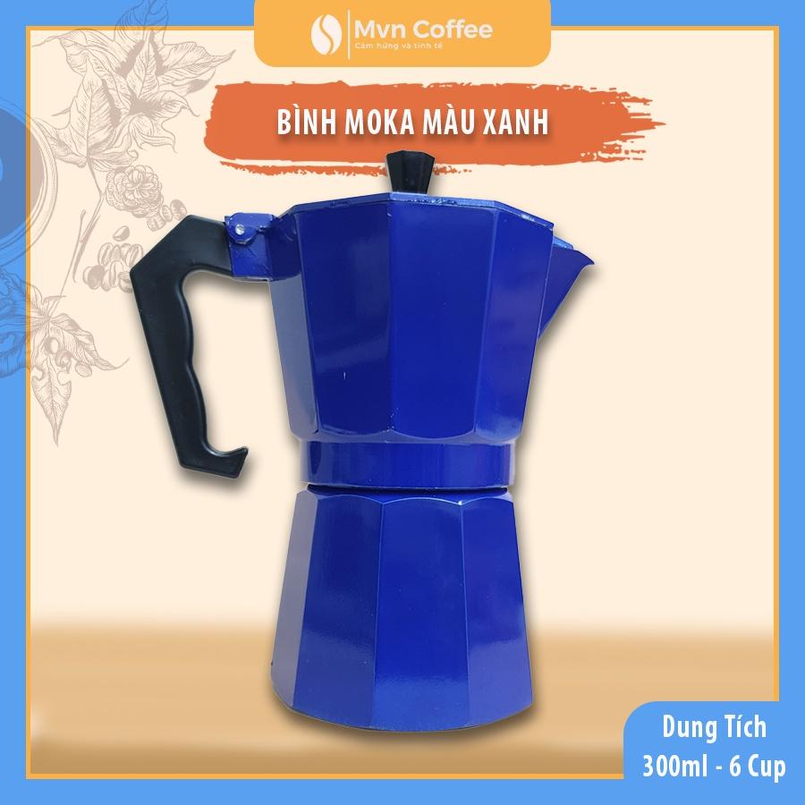 Bình pha cà phê moka kiểu Ý Màu Xanh Dương - Dung tích 300 ml được được 6 Cup - Mvn Coffee