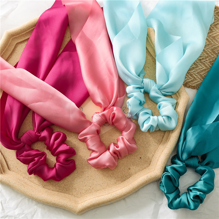 Dây buộc tóc Scrunchies lụa dáng dài dễ thương HD86