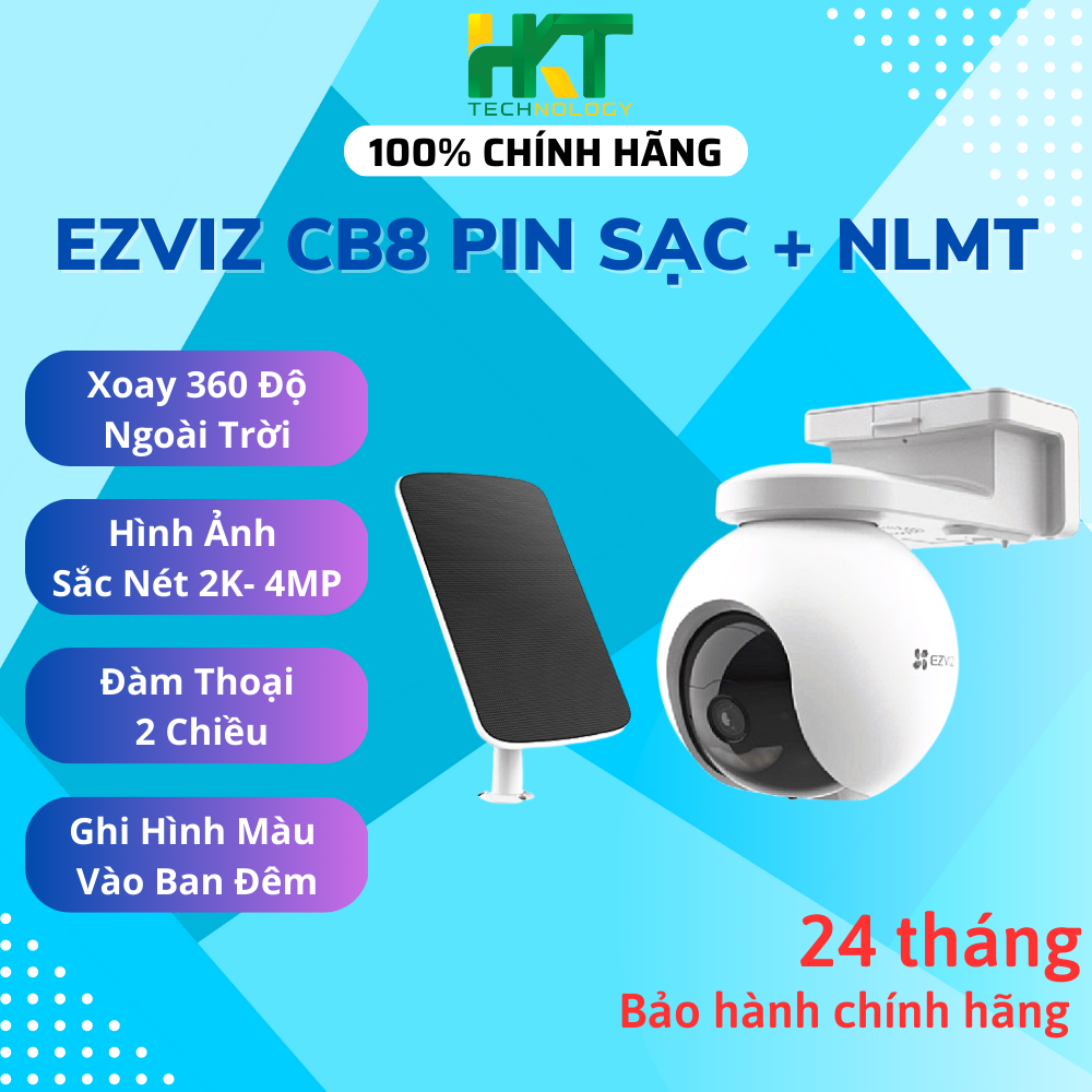 Camera WIFI Ngoài Trời EZVIZ CB8 3MP-2K Pin Sạc Kèm Tấm Pin NLMT - Hàng chính hãng