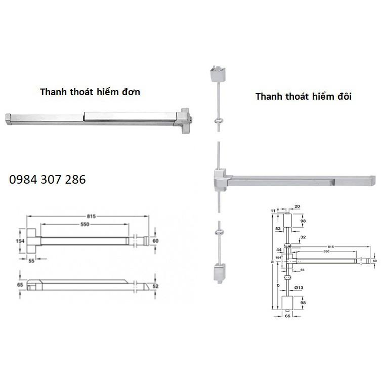 Thanh thoát hiểm hai chốt F5000P, thanh đơn sơn tĩnh điện / inox F5600S hàng xuất đi Mỹ