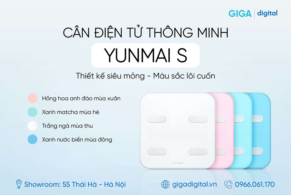 Cân điện tử Xiaomi Yunmai S M1805 Color 2 - Bluetooth - Hàng Chính Hãng