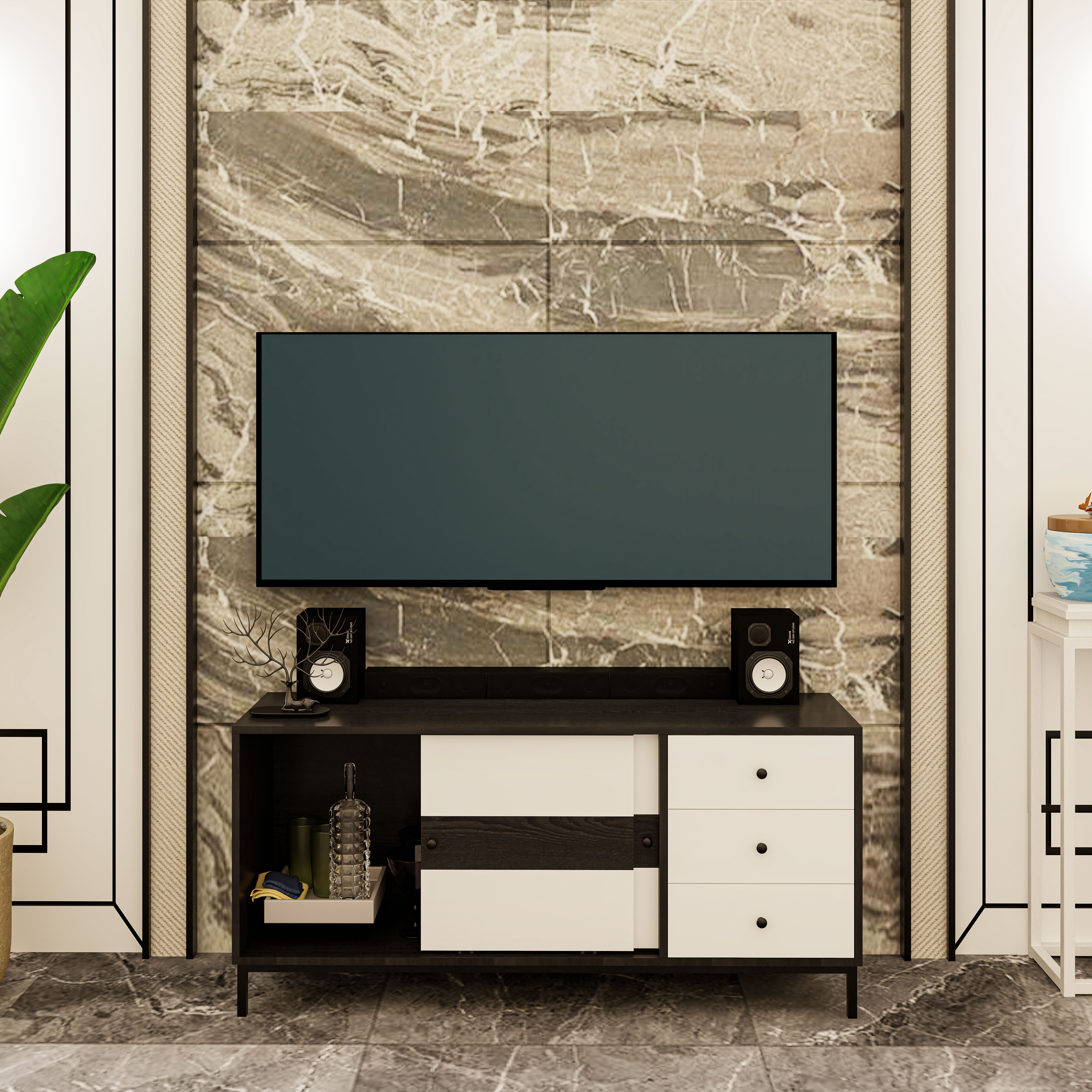 TAKO, Kệ TV 2 cánh lùa - chân sắt , 140cm x 40cm x 65cm , KTV_037
