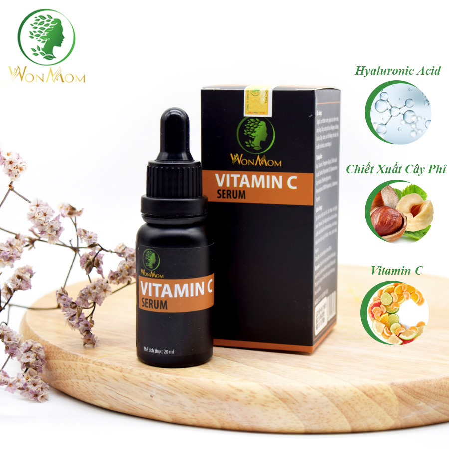 Bộ Dưỡng Trắng Hồng, Mịn Màng Da Mặt Dành Cho Mọi Loại Da Wonmom (1 Serum Vitamin C + 1 Kem Nghệ Tươi)