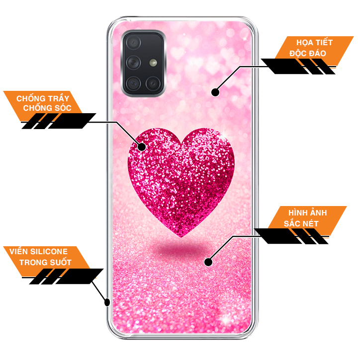Ốp lưng điện thoại Samsung Galaxy A71 - Silicon dẻo - 0419 HEART10 - Hàng Chính Hãng