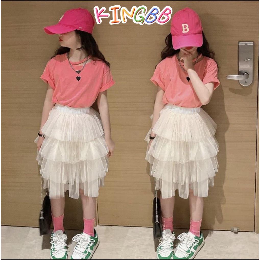 Chân váy màu trắng và đen cho bé gái phối đồ phong cách Hàn Quốc từ 12-40kg chất voan mềm mát