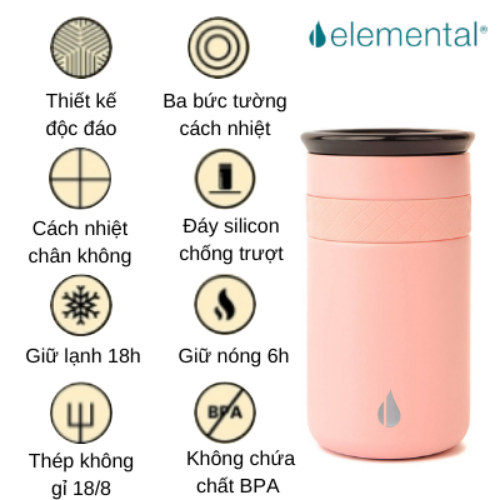 LY GIỮ NHIỆT ARTISAN ELEMENTAL , LY NHẬP KHẨU MỸ, ĐẠT CHUẨN FDA HOA KỲ, THÉP 304 KHÔNG GỈ, GIỮ NÓNG LẠNH