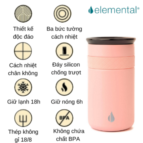 [HÀNG CHÍNH HÃNG] LY GIỮ NHIỆT ARTISAN ELEMENTAL (360ML), LY NHẬP KHẨU MỸ, ĐẠT CHUẨN FDA HOA KỲ, THÉP 304 KHÔNG GỈ, GIỮ NÓNG LẠNH