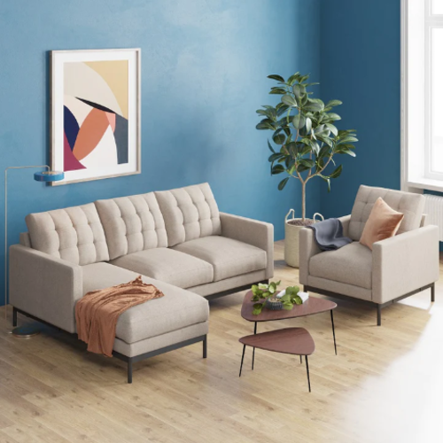 Ghế  Sofa Zinus Thompson Chữ L Hiện Đại Sang Trọng - Zinus Thompson 2 Seater with Chaise Sofa (L-Shaped) Beige