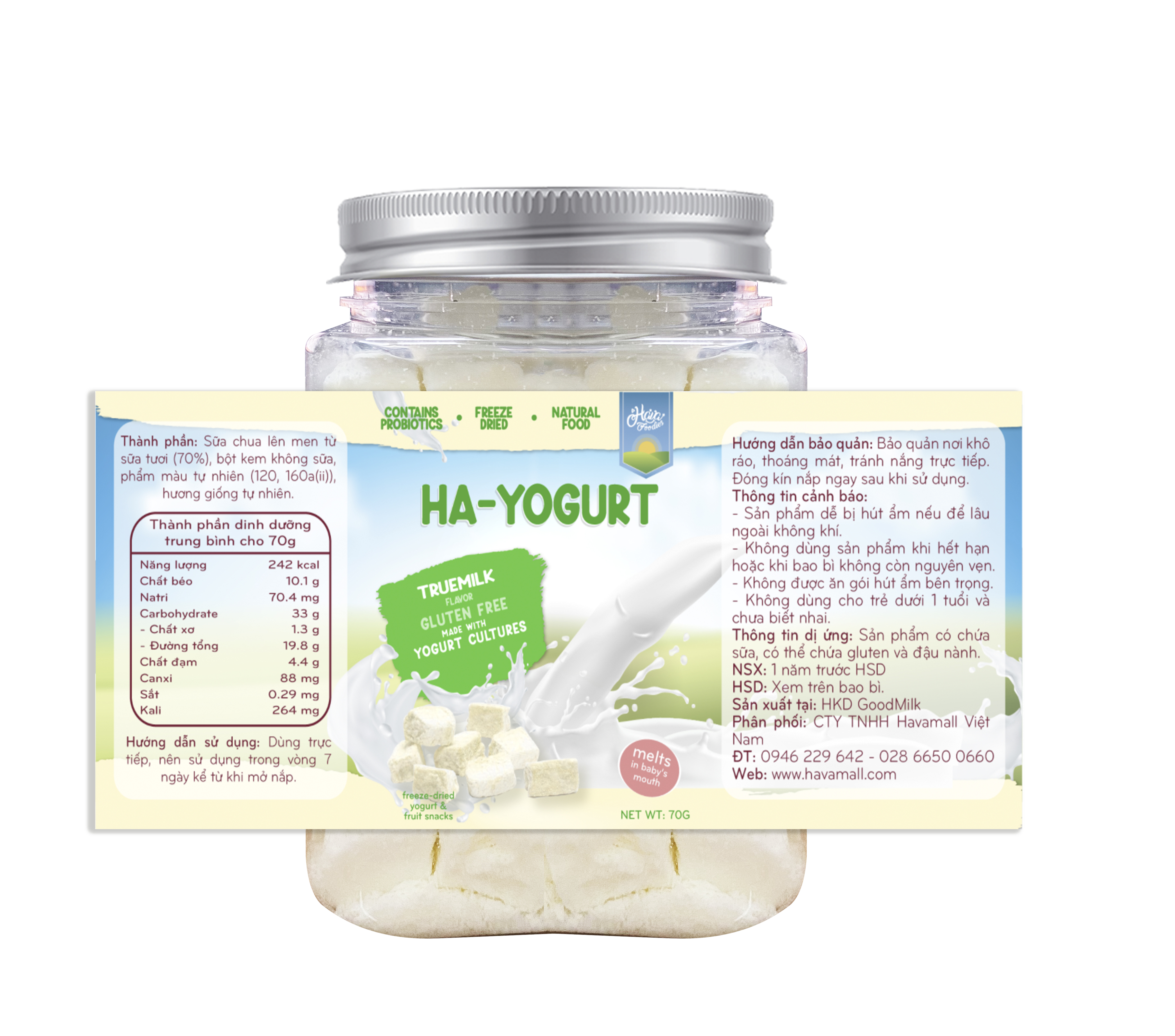 Sữa Chua Sấy Giòn Havafoodies Hủ 70g – Freeze Dried Yogurt