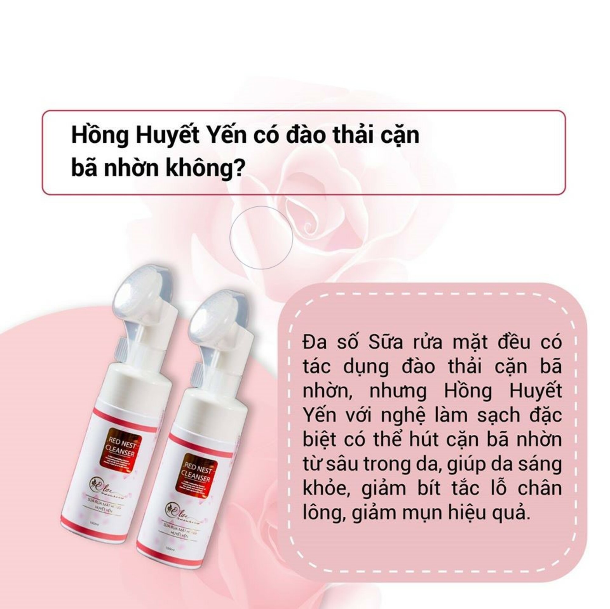 Sữa Rửa Mặt Hồng Huyết Yến - Hàng Chính Hãng - 150ml - Làm sạch sâu bụi bẩn - da chết - ngừa mụn - đầu bàn chải silicon giúp thư giản da giúp da hồng hào trắng sáng sạch đẹp.