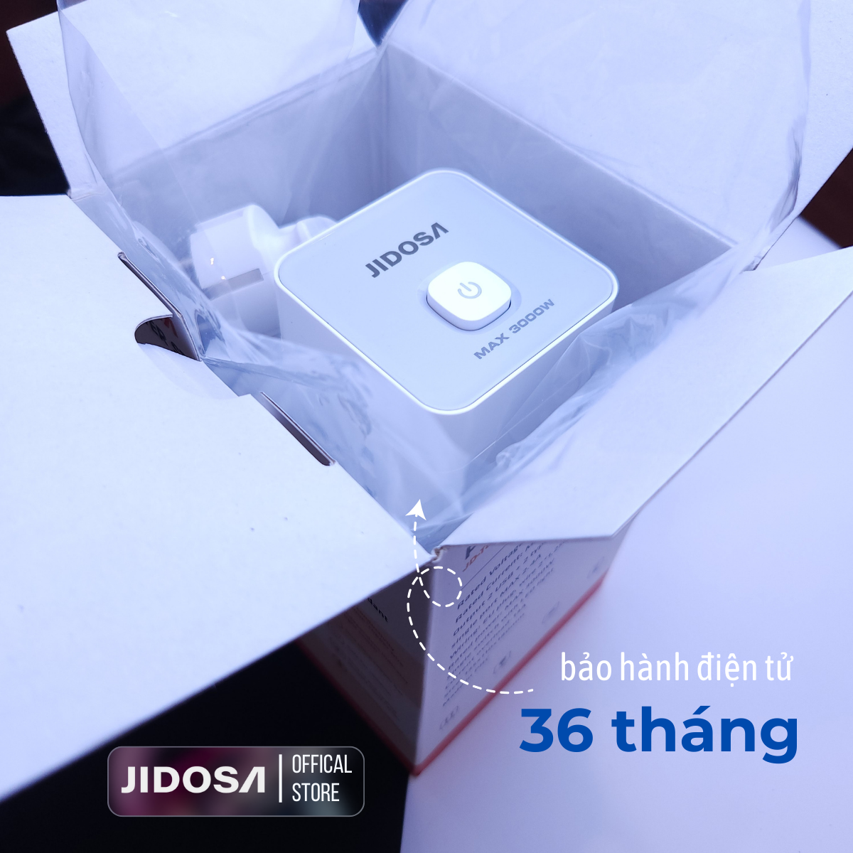 Ổ cắm điện tháp vuông đa năng thông minh JIDOSA JDT814T 8 Ổ cắm tải 3000W USB - Type C dây dài 3m