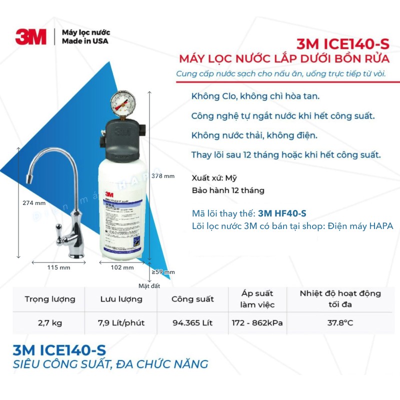 [LẮP ĐẶT TOÀN QUỐC] Máy Lọc Nước 3M FF100 Uống Trực Tiếp, Công suất 22.712 Lít, 9.5 L/phút, Công Nghệ NANO 3M Mỹ, Không Dùng Điện, Không Nước Thải, Cho Gia Đình, Văn Phòng, Cơ Quan, Cửa Hàng, 3MFF100 - Nhập Khẩu Mỹ, Hàng Chính Hãng 3M