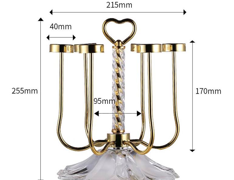 GIÁ ÚP CỐC ĐỂ BÀN INOX CAO CẤP CHÂN PHA LÊ HOA SANG TRỌNG - ANTH342