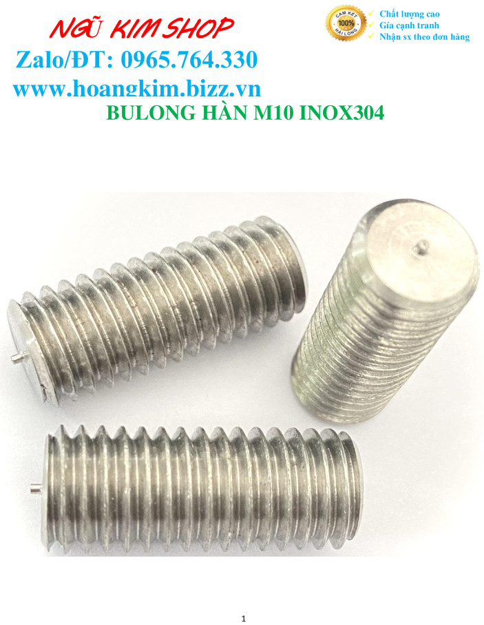 BULONG HÀN M10 INOX304 KHÔNG VÀNH