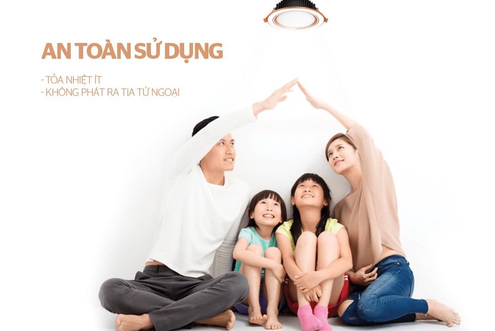 Đèn LED Downlight viền vàng 3 màu Sunhouse SHE-DL02-03/7W-VV