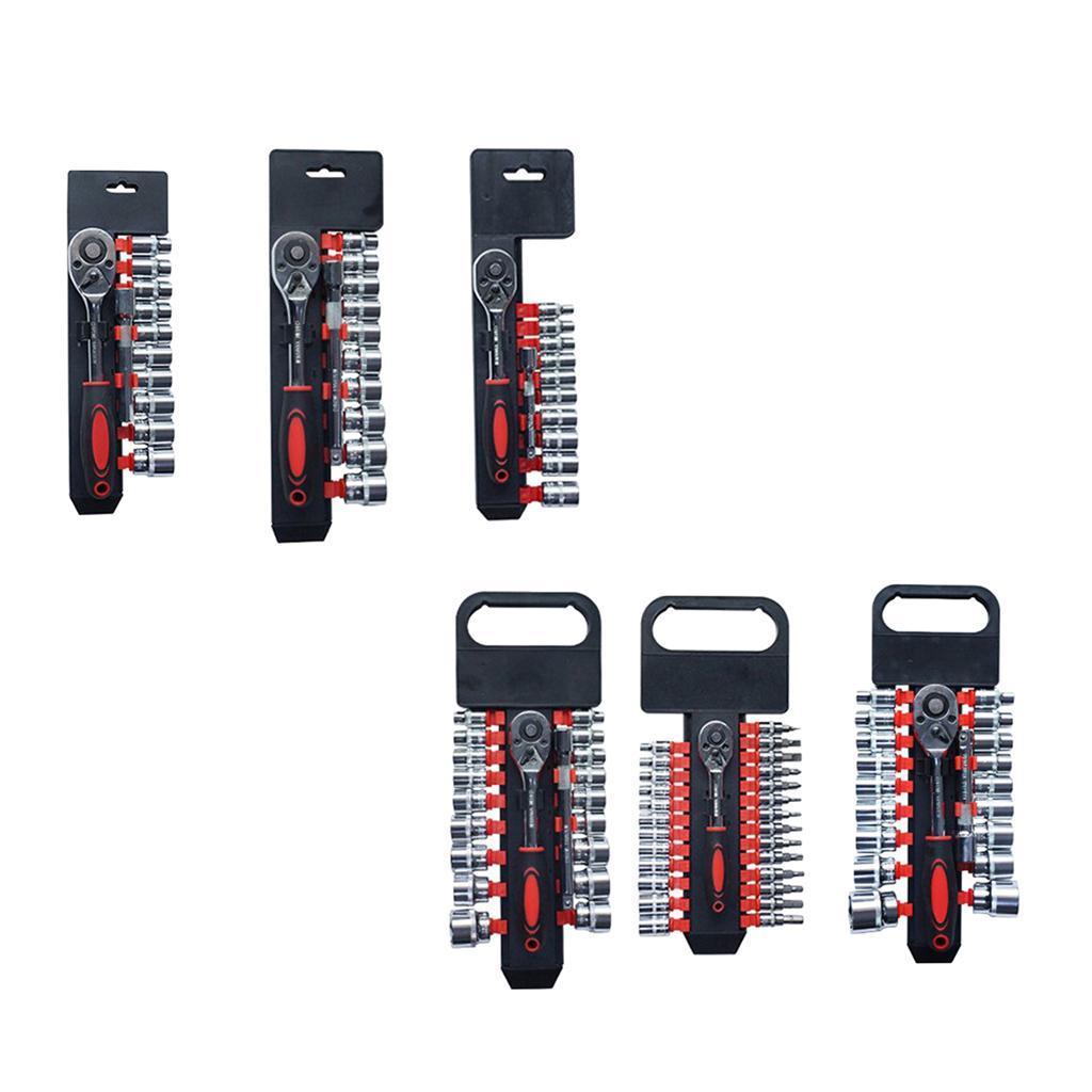 Ratcheting Socket Wrench Set - Quick Release Reversible Ratchet - Motor Repair Tools Combination Suit
