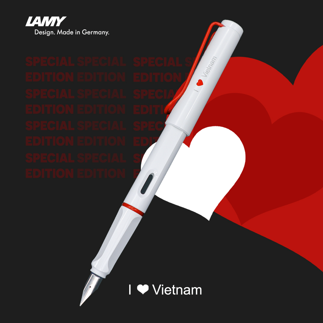 bút máy lamy safari white red clip I love Vietnam limited edition