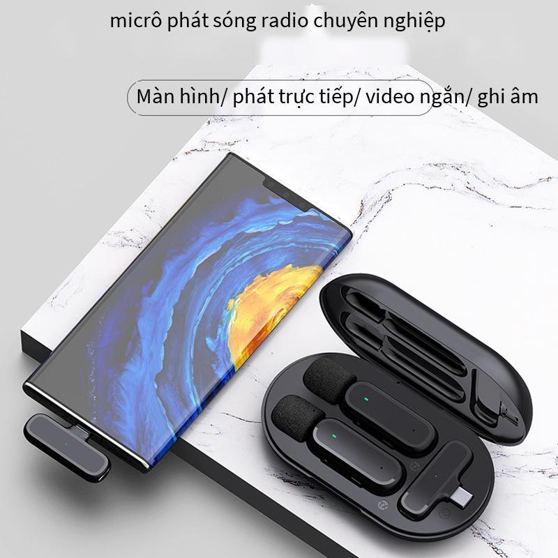 Giá ưu đãi nguồn hàng nhà máy Micro cài áo không dây 1 đổi 2 có ngăn sạc Micro thu âm phát sóng trực tiếp giảm ồn tự động K61