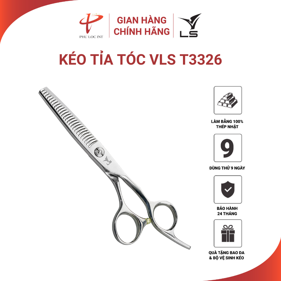 Kéo tỉa tóc VLS T3326 quai offset vênh đỡ ngón cố định - Hàng chính hãng