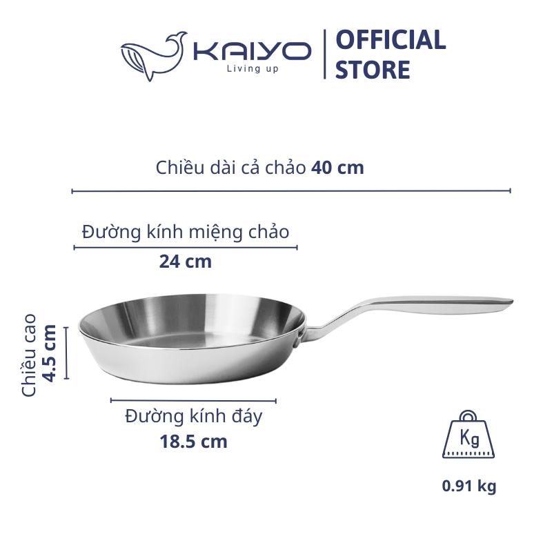 Chảo inox trơn thân đáy liền 3 lớp Tri-Ply Kaiyo, size 24cm