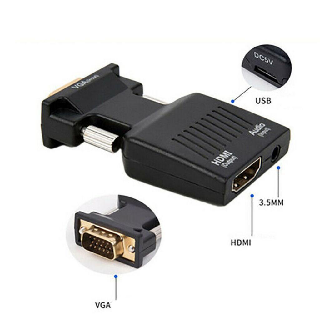 HDMI to VGA Adapter Converter with Audio Support 1080P Signal Output