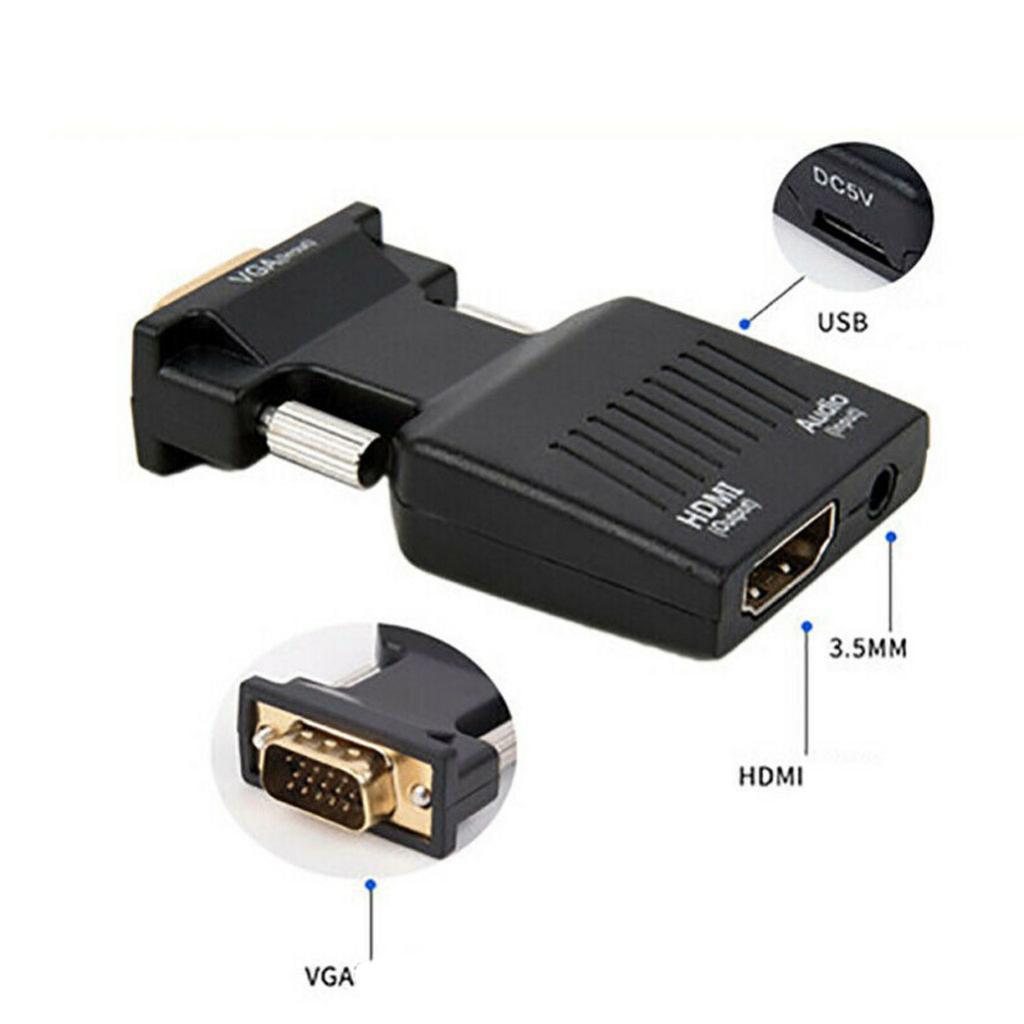 to VGA Adapter Converter with Audio Support 1080P Signal Output